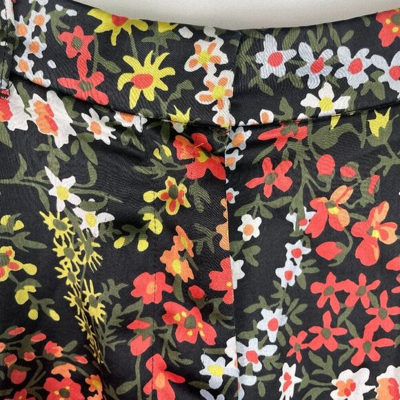 ATM Anthony Thomas Melillo Satin Floral Print High Rise Pleat Shorts Black 6 - Picture 10 of 10